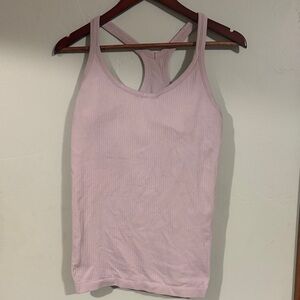 Lululemon Athletica Ebb to street Light Pink Ribbed Tank Top